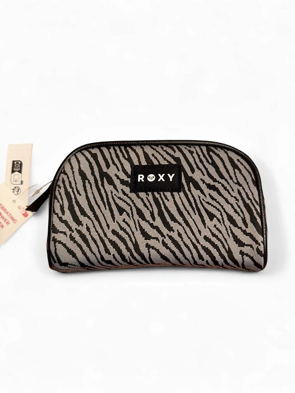 Roxy Zebra Print Cosmetic Case in Blue & Black NWT